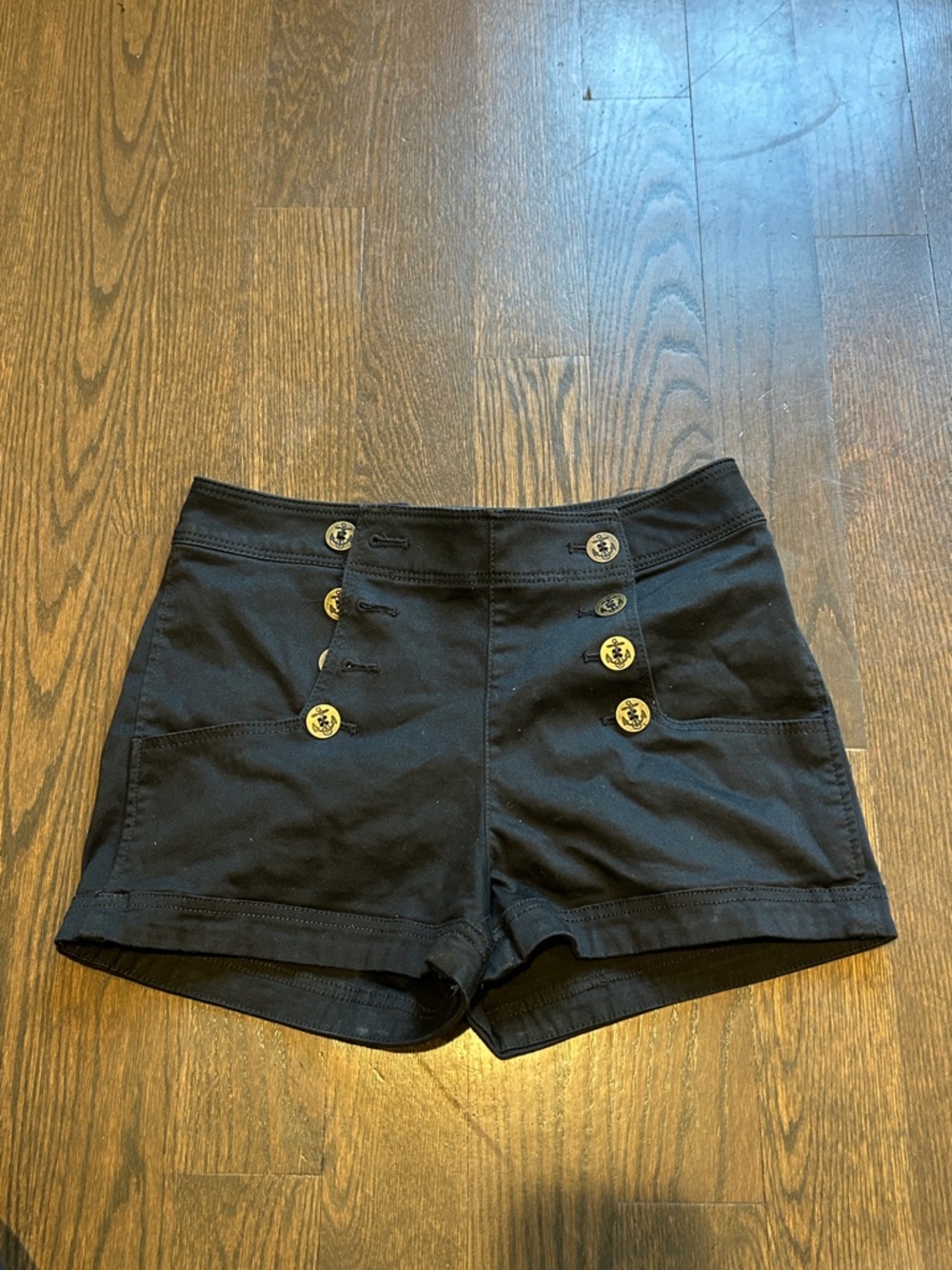 Express Black Sailor Button High-Rise Jean Shorts. Size 4